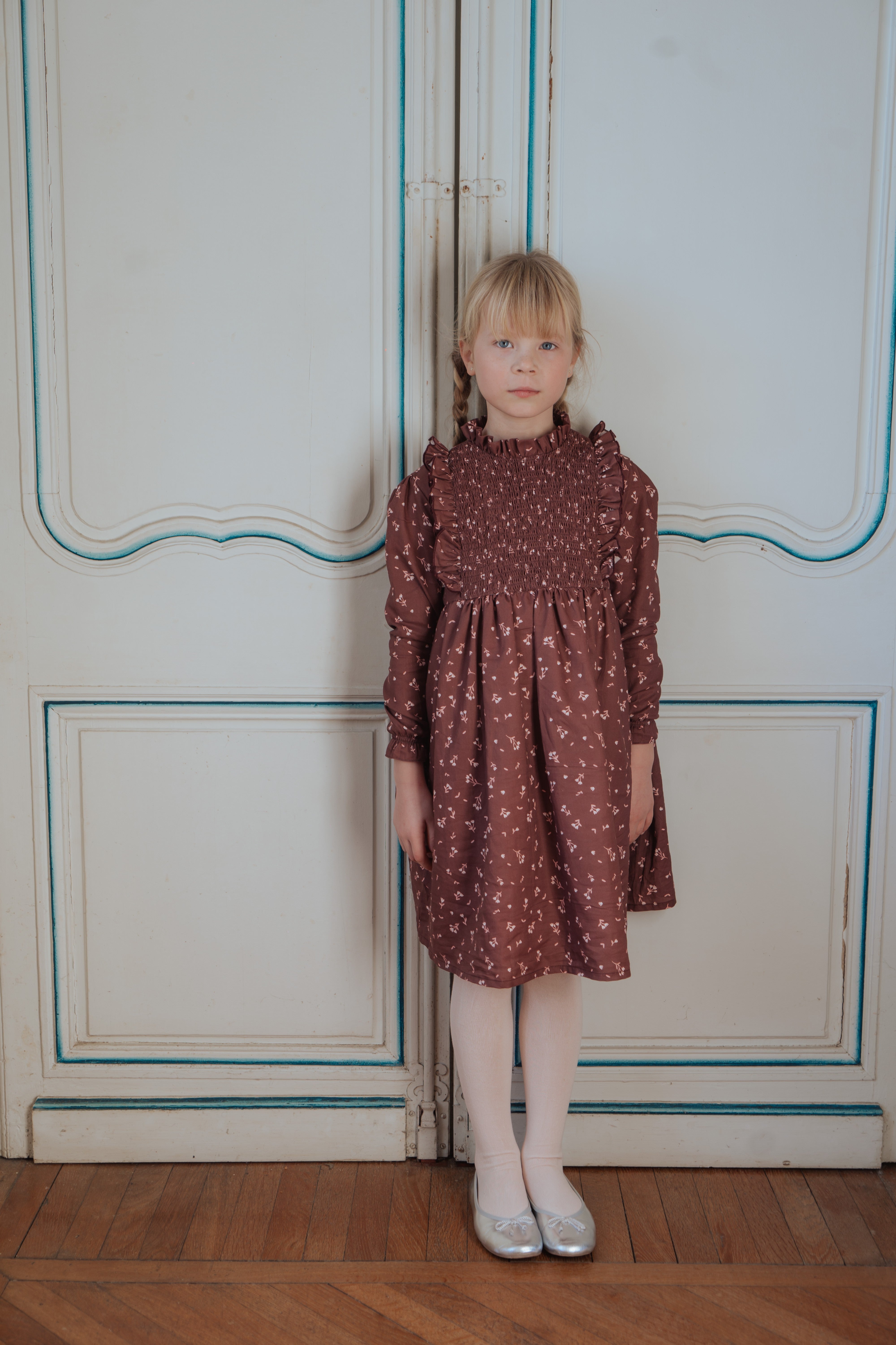 Robe bordeaux fille en coton 100% biologique
