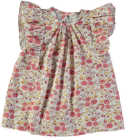 blouse été fille à volants a fleurs rouges 