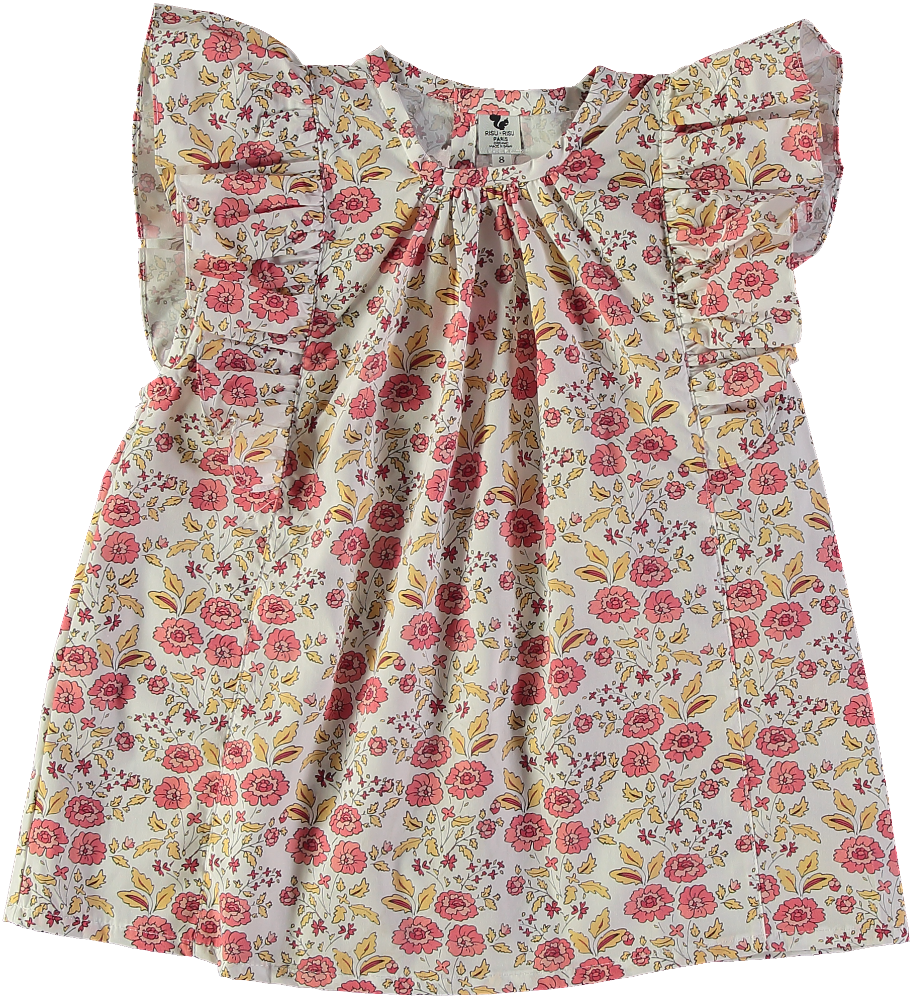 blouse été fille à volants a fleurs rouges 
