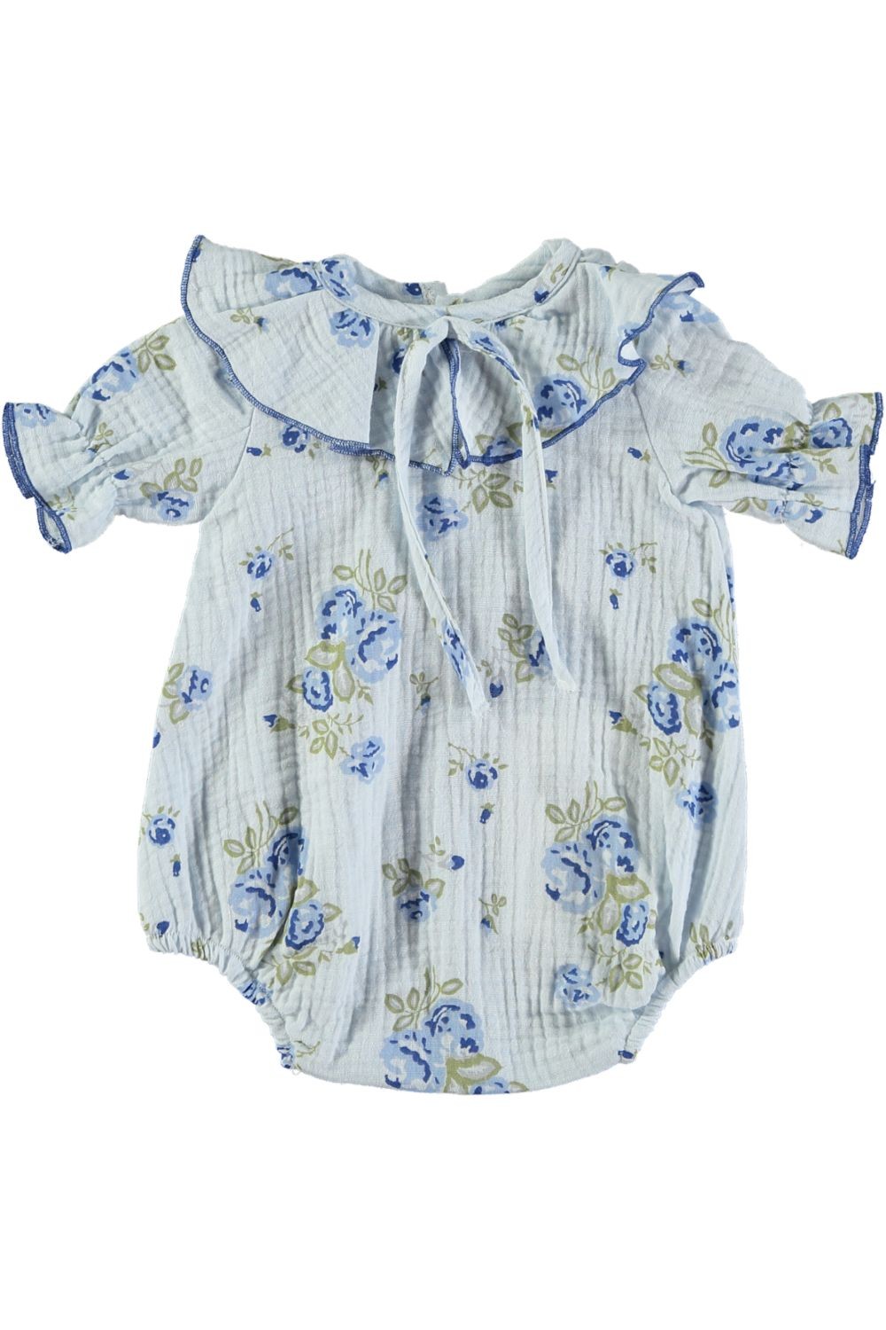 combinaison bébé en gaze de coton bio bleue
