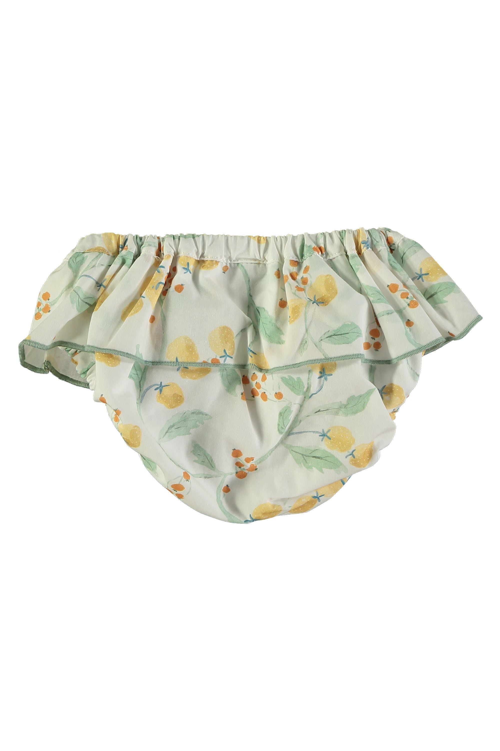 monokini bébé fille en coton bio avec des citrons