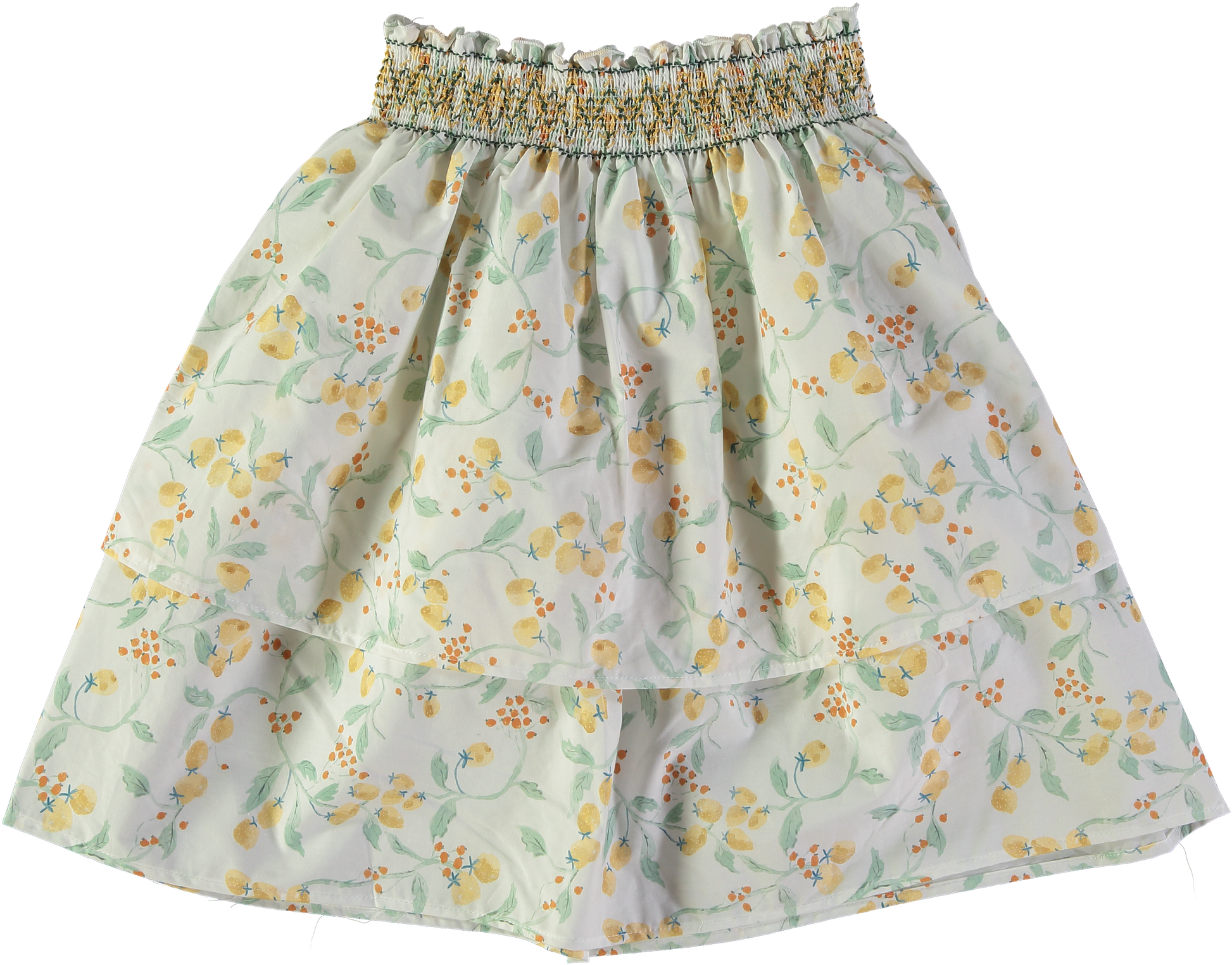 jupe été fille en coton bio et smocks motif citron 