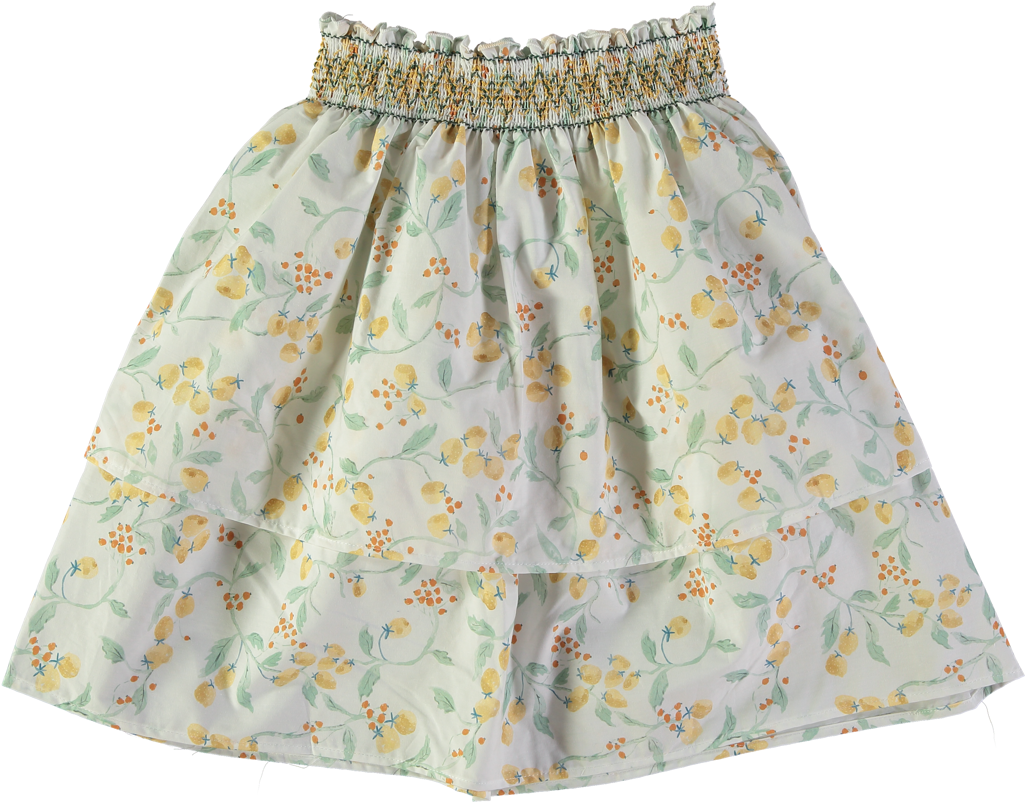 jupe été fille en coton bio et smocks motif citron 