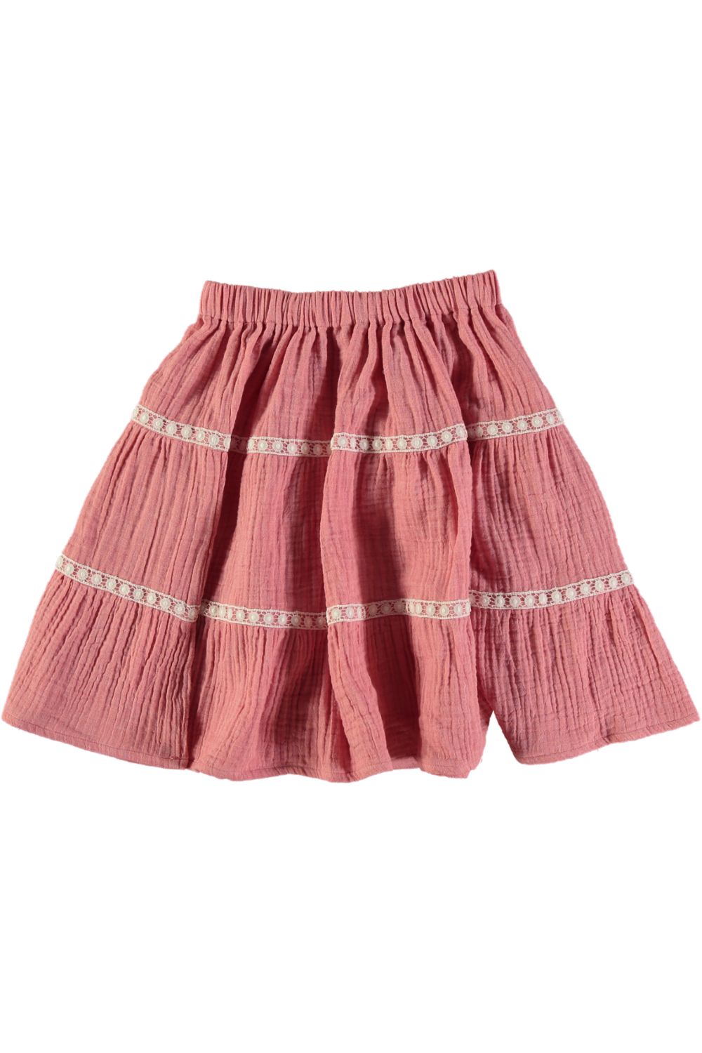 jupe fille d'été à volants en coton bio rose foncé