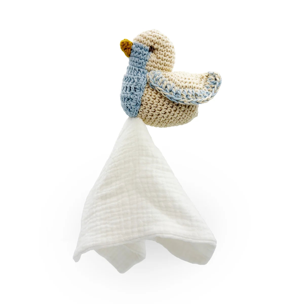 crocheted blue tit plush toy