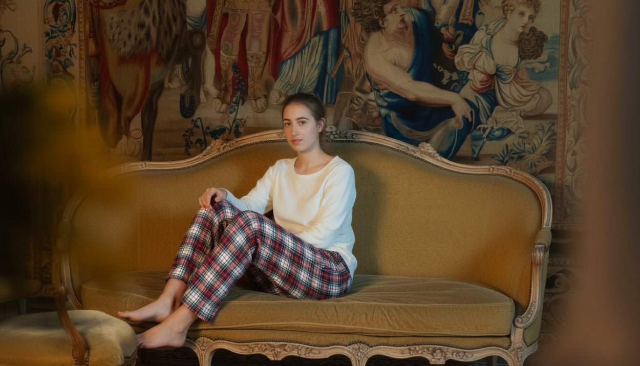 pyjama de noel femme en coton bio doux écossais