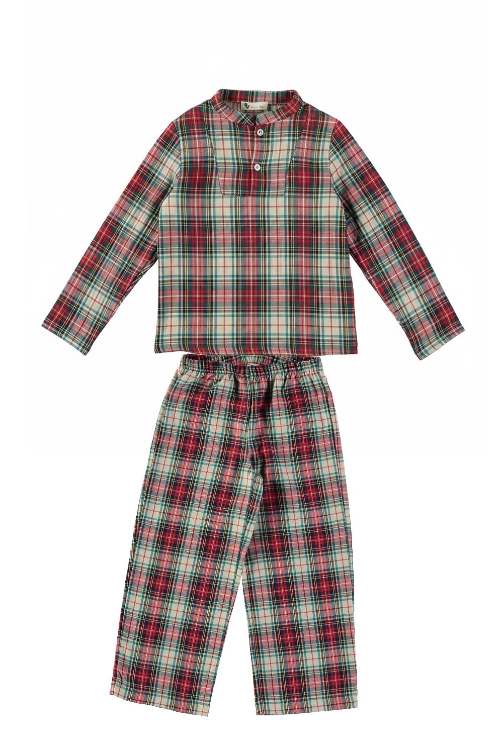 Pyjama enfant de Noel à carreaux rouges en coton bio