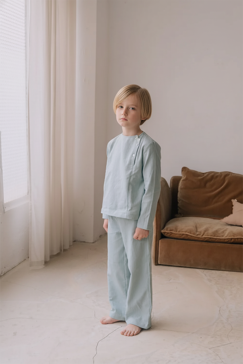 pyjama hiver lao garçon en coton bio blu 