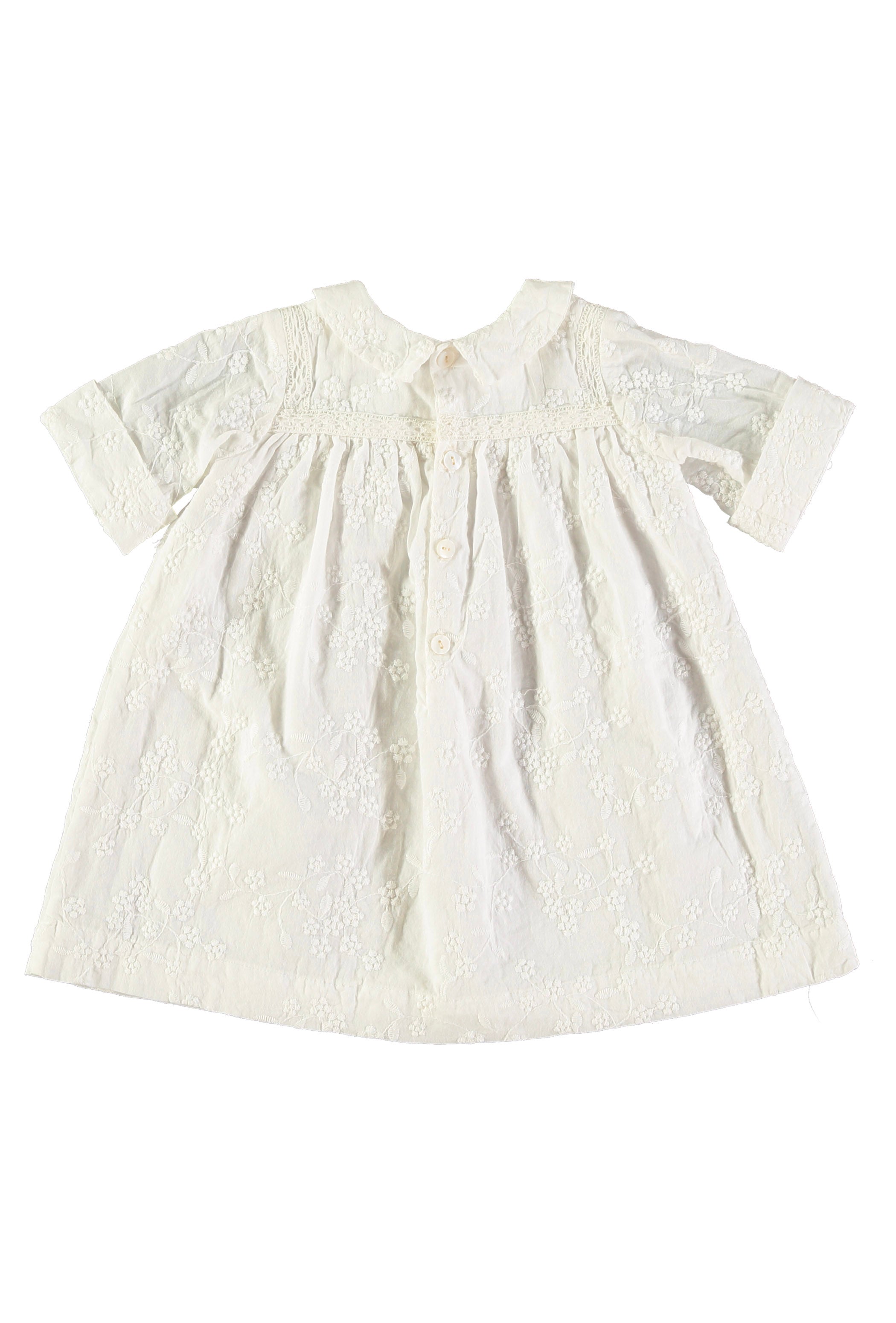 robe de baptême en voile é&ru de coton bio brodé