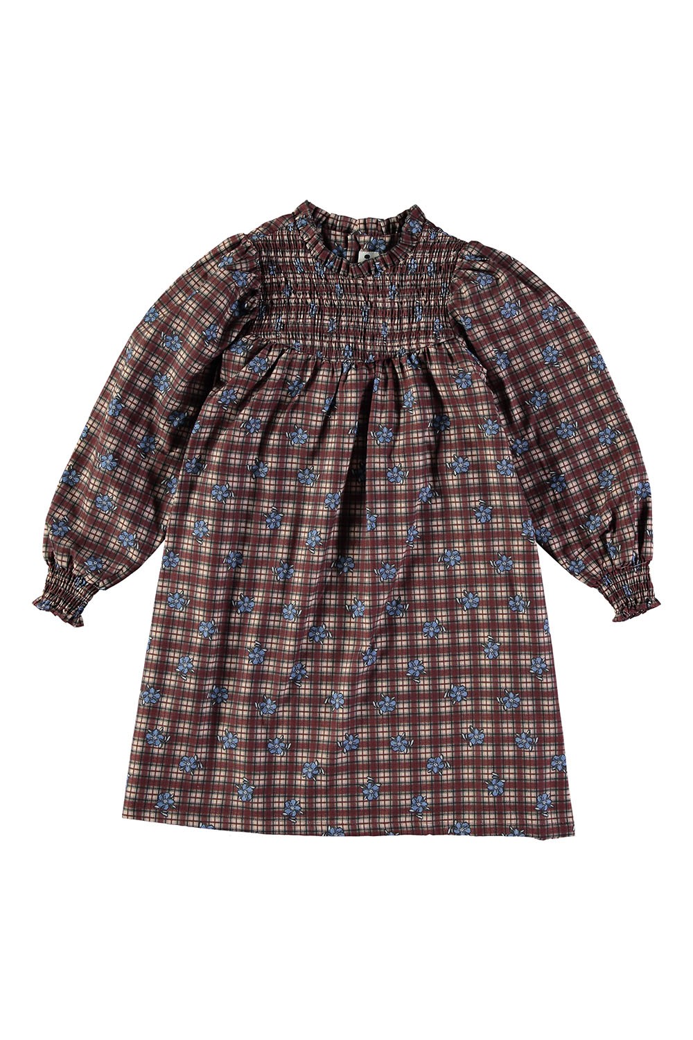 Robe à carreaux bordeaux en coton biologique