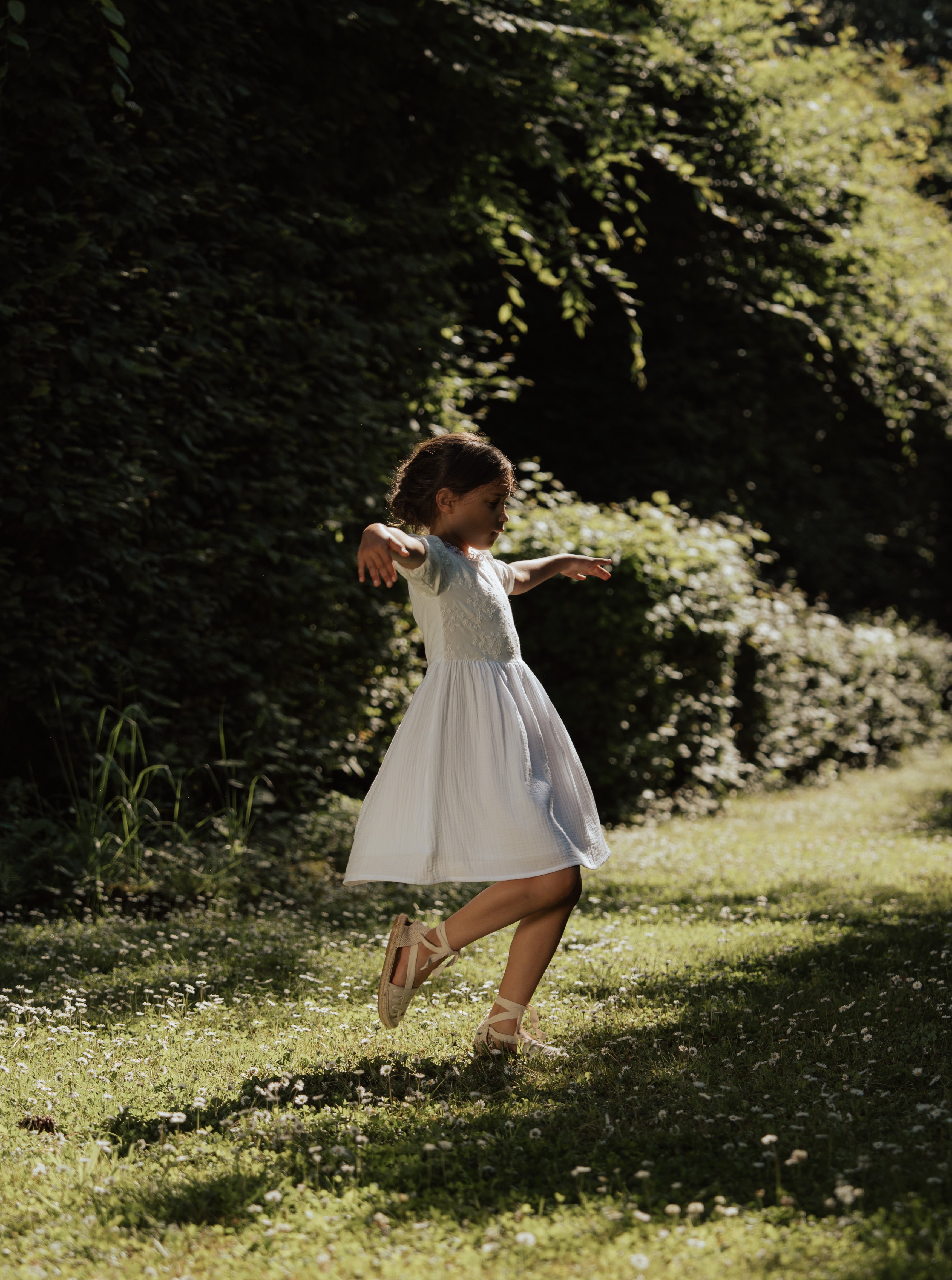 robe de cérémonie fille d'été en coton bio blanc